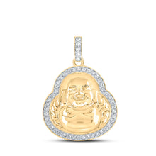  10k Yellow Gold Mens Round Diamond Buddha Charm Pendant 1-1/4 Cttw