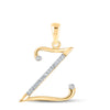 10k Yellow Gold Womens Round Diamond Initial Z Letter Pendant 1/12 Cttw