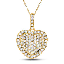  14k Yellow Gold Womens Round Diamond Heart Pendant 1/2 Cttw