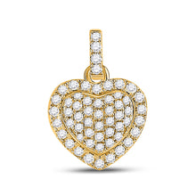  14k Yellow Gold Womens Round Diamond Heart Pendant 1/4 Cttw