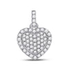14k White Gold Womens Round Diamond Heart Pendant 1/4 Cttw