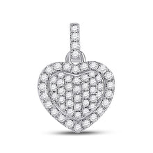  14k White Gold Womens Round Diamond Heart Pendant 1/4 Cttw