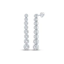  14k White Gold Womens Round Diamond Vertical Fashion Earrings 1/2 Cttw