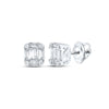 14k White Gold Womens Baguette Diamond Fashion Cluster Earrings 1/4 Cttw