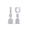 14k White Gold Womens Baguette Diamond Fashion Dangle Earrings 1 Cttw