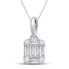 14k White Gold Womens Baguette Diamond Fashion Cluster Pendant 1/5 Cttw