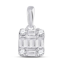  14k White Gold Womens Baguette Diamond Fashion Cluster Pendant 1/3 Cttw