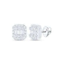  14k White Gold Womens Round Diamond Fashion Cluster Earrings 5/8 Cttw