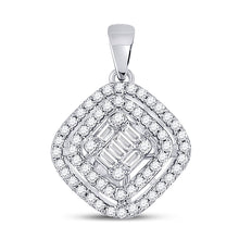  14k White Gold Womens Baguette Diamond Kite Set Cluster Pendant 1/3 Cttw