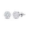 10k White Gold Womens Round Diamond Cluster Earrings 1/6 Cttw