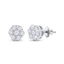  10k White Gold Womens Round Diamond Cluster Earrings 1/6 Cttw