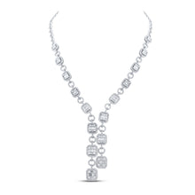  14k White Gold Womens Baguette Diamond Fashion Necklace 6 Cttw
