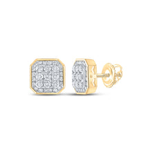  14k Yellow Gold Round Diamond Square Earrings 1 Cttw