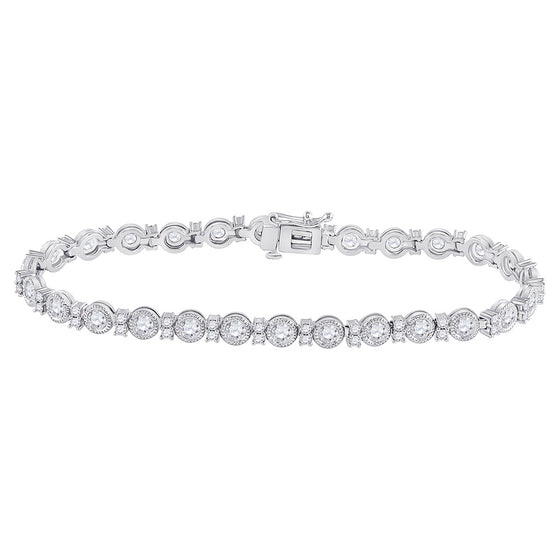 14k White Gold Womens Round Diamond Statement Tennis Bracelet 4 Cttw