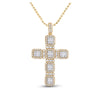 14k Yellow Gold Mens Round Diamond Cross Charm Pendant 2 Cttw