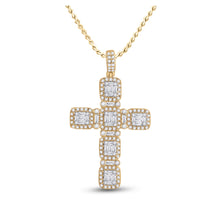  14k Yellow Gold Mens Round Diamond Cross Charm Pendant 2 Cttw