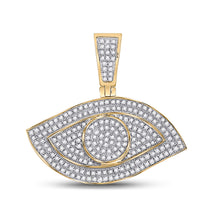  10k Yellow Gold Mens Round Diamond All Seeing Eye Charm Pendant 5/8 Cttw