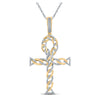 10k Yellow Gold Mens Round Diamond Ankh Cross Charm Pendant 3/8 Cttw