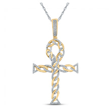 10k Yellow Gold Mens Round Diamond Ankh Cross Charm Pendant 3/8 Cttw
