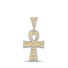 10k Yellow Gold Mens Round Diamond Ankh Cross Charm Pendant 1/2 Cttw