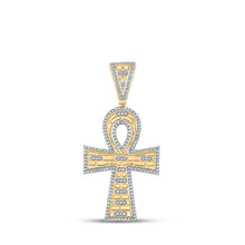  10k Yellow Gold Mens Round Diamond Ankh Cross Charm Pendant 1/2 Cttw