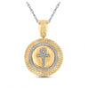 10k Yellow Gold Mens Round Diamond Ankh Circle Charm Pendant 1/2 Cttw