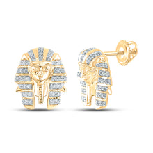  10k Yellow Gold Womens Round Diamond Pharaoh Cluster Earrings 1/5 Cttw