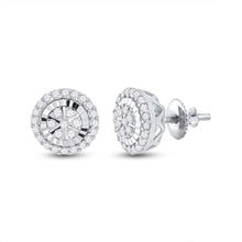  14k White Gold Womens Round Diamond Cluster Earrings 1/4 Cttw