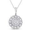 10k White Gold Womens Round Diamond Fashion Halo Cluster Pendant 1/6 Cttw
