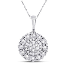  10k White Gold Womens Round Diamond Fashion Halo Cluster Pendant 1/6 Cttw