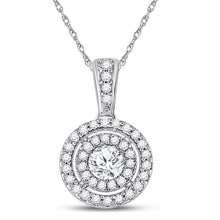  14k White Gold Womens Round Diamond Fashion Halo Pendant 1/4 Cttw