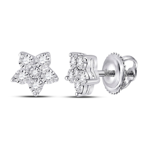 10k White Gold Womens Round Diamond Stud Earrings 1/8 Cttw