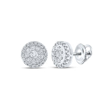  10k White Gold Womens Round Diamond Halo Earrings 1/2 Cttw