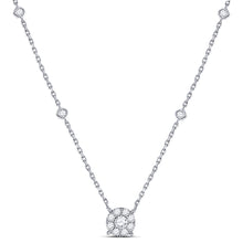  14k White Gold Womens Round Diamond Halo Solitaire Necklace 5/8 Cttw