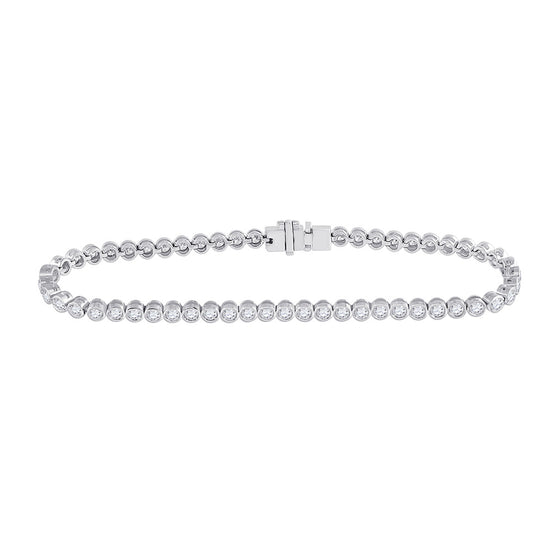 14k White Gold Womens Round Diamond Milgrain Tennis Bracelet 2-7/8 Cttw