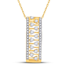  14k Yellow Gold Womens Round Diamond Rectangular Fashion Necklace 1/3 Cttw
