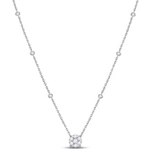  14k White Gold Womens Round Diamond Fashion Cluster Necklace 5/8 Cttw