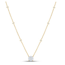  14k Yellow Gold Womens Round Diamond Fashion Cluster Necklace 5/8 Cttw