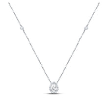  14k White Gold Womens Pear Diamond Fashion Teardrop Necklace 1/2 Cttw