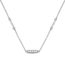  14k White Gold Womens Round Diamond Fashion Bar Necklace 1/4 Cttw