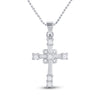 10k White Gold Womens Round Diamond Cross Pendant 1/10 Cttw