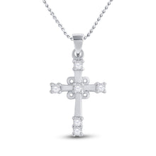  10k White Gold Womens Round Diamond Cross Pendant 1/10 Cttw