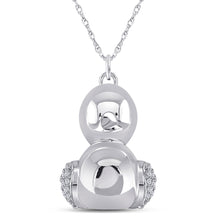  10k White Gold Womens Round Diamond Duck Animal Pendant 1/10 Cttw