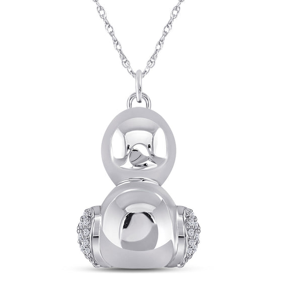 10k White Gold Womens Round Diamond Duck Animal Pendant 1/10 Cttw