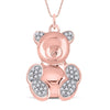 10k Rose Gold Womens Round Diamond Teddy Bear Animal Pendant 1/10 Cttw