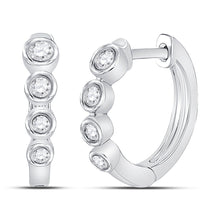  14k White Gold Womens Round Diamond Fashion Hoop Earrings 1/4 Cttw