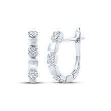  14k White Gold Womens Round Diamond Hoop Earrings 1/10 Cttw