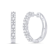  14k White Gold Womens Round Diamond Hoop Earrings 3/4 Cttw