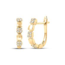  14k Yellow Gold Womens Round Diamond Hoop Earrings 1/10 Cttw