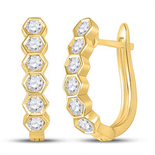  14k Yellow Gold Womens Round Diamond Hoop Earrings 5/8 Cttw